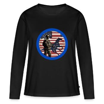 Veteranen,Veteran,Waffenstillstand,US-Armee,Marine, - Frauen Premium Bio Langarmshirt - Schwarz - Vorne - Julia (174cm)