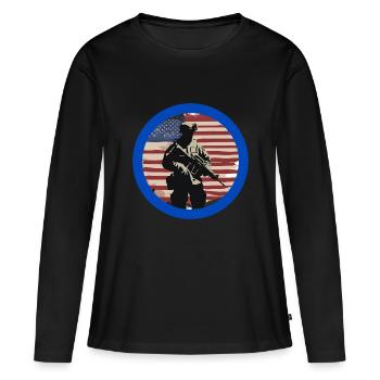 Veteranen,Veteran,Waffenstillstand,US-Armee,Marine, - Frauen Premium Bio Langarmshirt - Schwarz - Vorne - Julia (174cm)