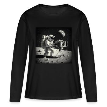 Astronauten-Film - Frauen Premium Bio Langarmshirt - Schwarz - Vorne - Julia (174cm)