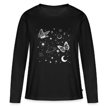 Papillon espace - T-shirt manches longues Premium bio Femme - noir - Devant - Julia (174cm)