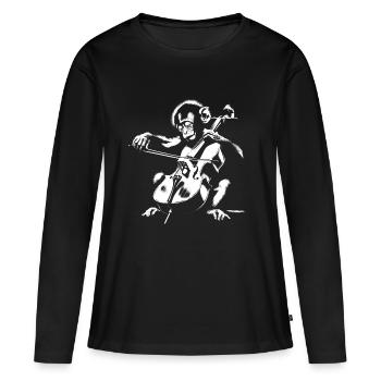 Cello Monkey Orchestra Street Art Banksy Style - Women's Premium Organic Long Sleeve Shirt - black - Front - Julia (174cm)
