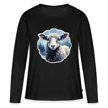 Moutons en hiver - T-shirt manches longues Premium bio Femme - noir - Devant - Julia (174cm)