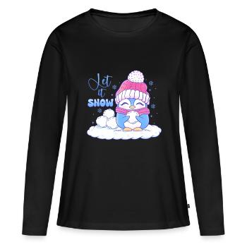Qu’il neige - T-shirt manches longues Premium bio Femme - noir - Devant - Julia (174cm)