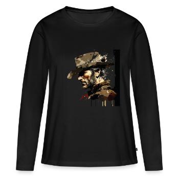 cow-boy - T-shirt manches longues Premium bio Femme - noir - Devant - Julia (174cm)