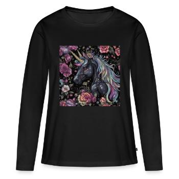 Conception de licorne noire - T-shirt manches longues Premium bio Femme - noir - Devant - Julia (174cm)