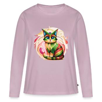 Color Burst Cat - Women's Premium Organic Long Sleeve Shirt - dusky pink - Front - Julia (174cm)
