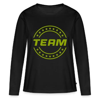 équipe - T-shirt manches longues Premium bio Femme - noir - Devant - Julia (174cm)