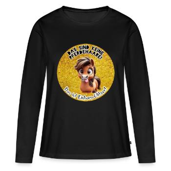 Chocobella spreads Einhornglitzer - Frauen Premium Bio Langarmshirt - Schwarz - Vorne - Julia (174cm)