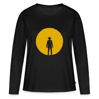 cowboy - Frauen Premium Bio Langarmshirt - Schwarz - Vorne - Julia (174cm)