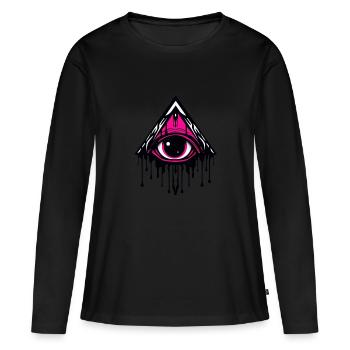 Oeil rose dégoulinant de tout voir en Triangle - T-shirt manches longues Premium bio Femme - noir - Devant - Julia (174cm)