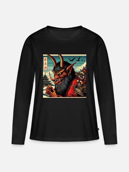 Krampus - Style Japonais - T-shirt manches longues Premium bio Femme - noir