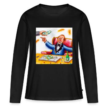 Voici l’argent - T-shirt manches longues Premium bio Femme - noir - Devant - Julia (174cm)