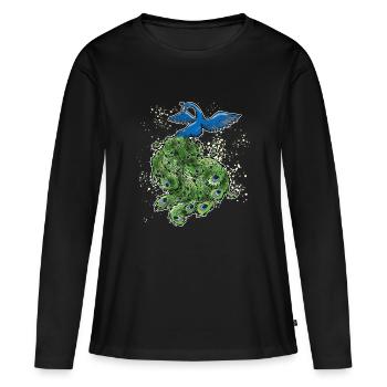 Scan paon Art déco contour coloré - T-shirt manches longues Premium bio Femme - noir - Devant - Julia (174cm)