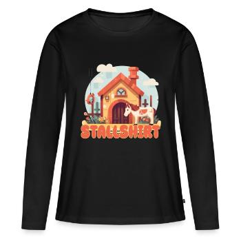 Chemise d’écurie - T-shirt manches longues Premium bio Femme - noir - Devant - Julia (174cm)