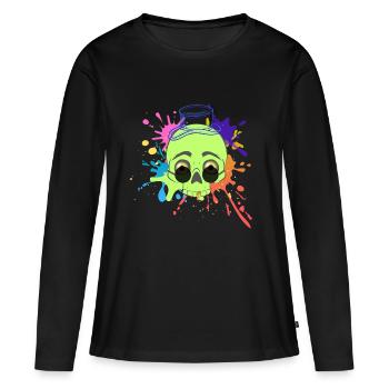 Crâne d’éclaboussure - T-shirt manches longues Premium bio Femme - noir - Devant - Julia (174cm)