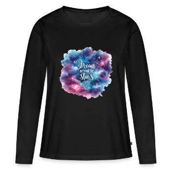 Rêver au-delà des étoiles - T-shirt manches longues Premium bio Femme - noir - Devant - Julia (174cm)