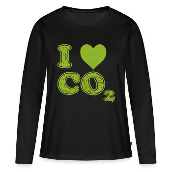 Ich liebe CO2 - Frauen Premium Bio Langarmshirt - Schwarz - Vorne - Julia (174cm)