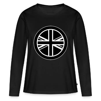 round UK Union Jack flag black White outline mod - Women's Premium Organic Long Sleeve Shirt - black - Front - Julia (174cm)