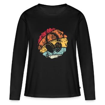 Musique Vintage - T-shirt manches longues Premium bio Femme - noir - Devant - Julia (174cm)