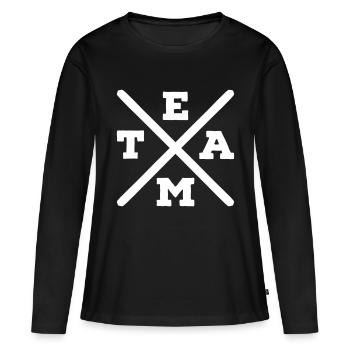 Équipe - T-shirt manches longues Premium bio Femme - noir - Devant - Julia (174cm)