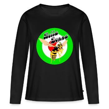 Wespe Mod Target Grünes Rondell Bella Donna - Frauen Premium Bio Langarmshirt - Schwarz - Vorne - Julia (174cm)