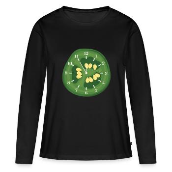 Es ist Zeit für Pfeffer - Frauen Premium Bio Langarmshirt - Schwarz - Vorne - Julia (174cm)