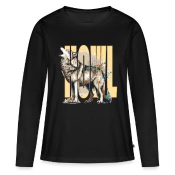 Loup hurlant - T-shirt manches longues Premium bio Femme - noir - Devant - Julia (174cm)