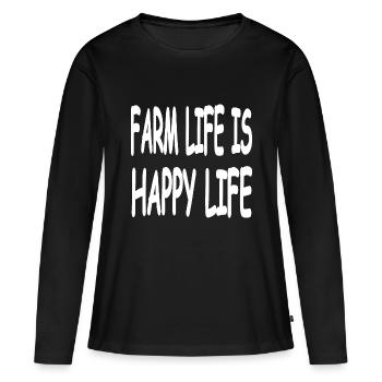 Ferme - T-shirt manches longues Premium bio Femme - noir - Devant - Julia (174cm)