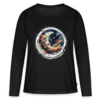 Moon Vector Triangles Space Nebula - Women's Premium Organic Long Sleeve Shirt - black - Front - Julia (174cm)