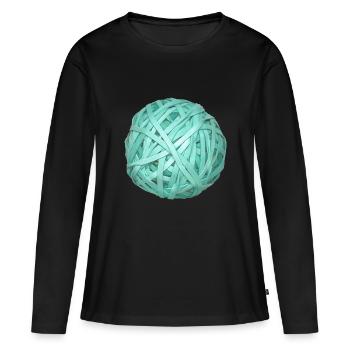 Bal de ruban turquoise - T-shirt manches longues Premium bio Femme - noir - Devant - Julia (174cm)