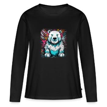 Ours blanc - T-shirt manches longues Premium bio Femme - noir - Devant - Julia (174cm)