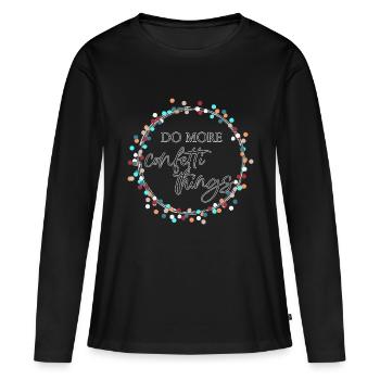 Faire plus de confettis - T-shirt manches longues Premium bio Femme - noir - Devant - Julia (174cm)