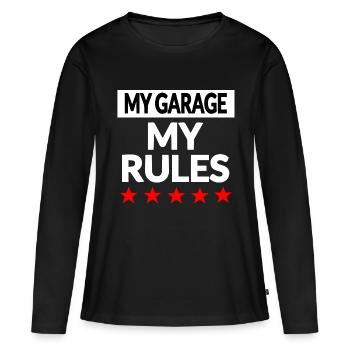 Garage - T-shirt manches longues Premium bio Femme - noir - Devant - Julia (174cm)