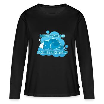 Wecke mich nicht, ich schlafe - Frauen Premium Bio Langarmshirt - Schwarz - Vorne - Julia (174cm)