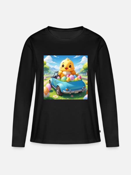 PULCINO SEDUTO IN AUTOMOBILE - Premium økologisk langærmet T-shirt til kvinder - sort