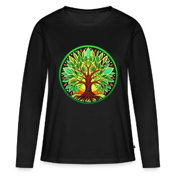 Arbre de vie - T-shirt manches longues Premium bio Femme - noir - Devant - Julia (174cm)