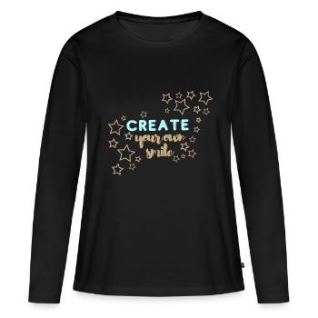 Créez votre propre sourire - T-shirt manches longues Premium bio Femme - noir - Devant - Julia (174cm)
