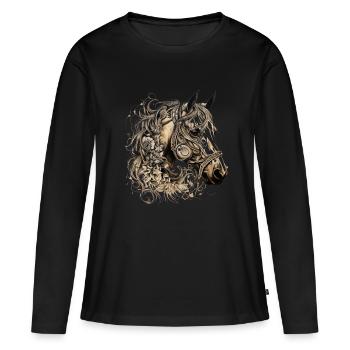 Cheval Western magique - T-shirt manches longues Premium bio Femme - noir - Devant - Julia (174cm)