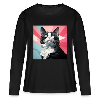 Tuxedo cat. tuxedo chat - T-shirt manches longues Premium bio Femme - noir - Devant - Julia (174cm)
