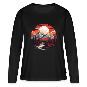Montagnes de minuit - T-shirt manches longues Premium bio Femme - noir - Devant - Julia (174cm)