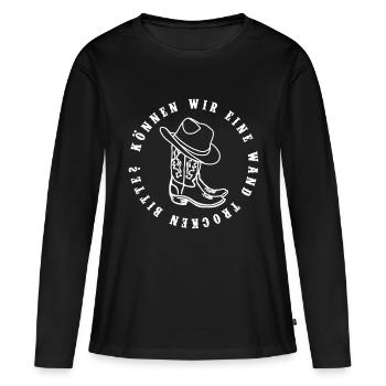 Linedance Können wir eine Wand trocken bitte - Frauen Premium Bio Langarmshirt - Schwarz - Vorne - Julia (174cm)