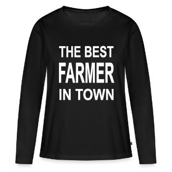 Bauer - Frauen Premium Bio Langarmshirt - Schwarz - Vorne - Julia (174cm)