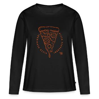 J’ADORE la pizza au pepperoni - T-shirt manches longues Premium bio Femme - noir - Devant - Julia (174cm)