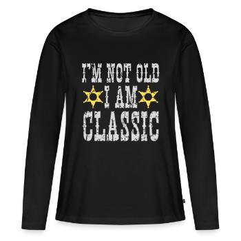 Je ne suis pas vieux, je suis un classique - T-shirt manches longues Premium bio Femme - noir - Devant - Julia (174cm)