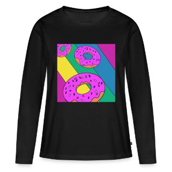 Donut - T-shirt manches longues Premium bio Femme - noir - Devant - Julia (174cm)