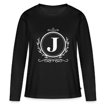 lettre j décoration - T-shirt manches longues Premium bio Femme - noir - Devant - Julia (174cm)