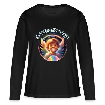 Je T Aime Mon Ange 4 - T-shirt manches longues Premium bio Femme - noir - Devant - Julia (174cm)