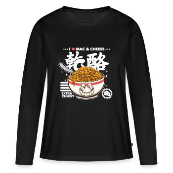 Ich liebe Mac & Cheese Cartoon - Frauen Premium Bio Langarmshirt - Schwarz - Vorne - Julia (174cm)