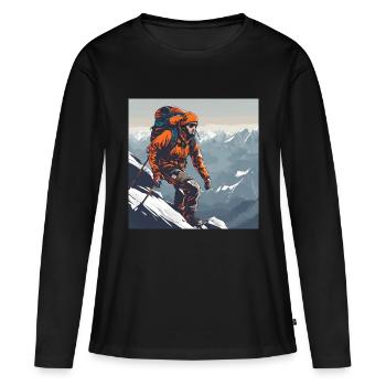 Bergsteigen - Frauen Premium Bio Langarmshirt - Schwarz - Vorne - Julia (174cm)