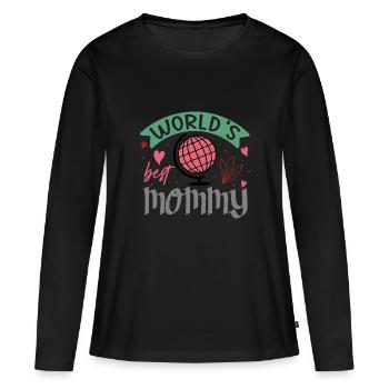 DIE BESTE MAMA DER WELT - Frauen Premium Bio Langarmshirt - Schwarz - Vorne - Julia (174cm)